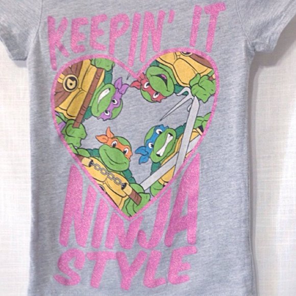 Nickelodeon ❤️ Teenage Mutant Ninja Turtle Gray Tee Size (Small) (PRE-LOVED) - Picture 2 of 2